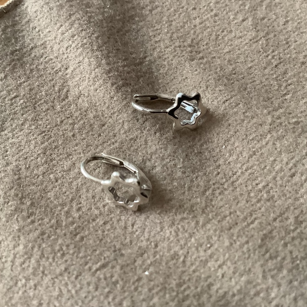 Montblanc Star Silver Huggie Earrings